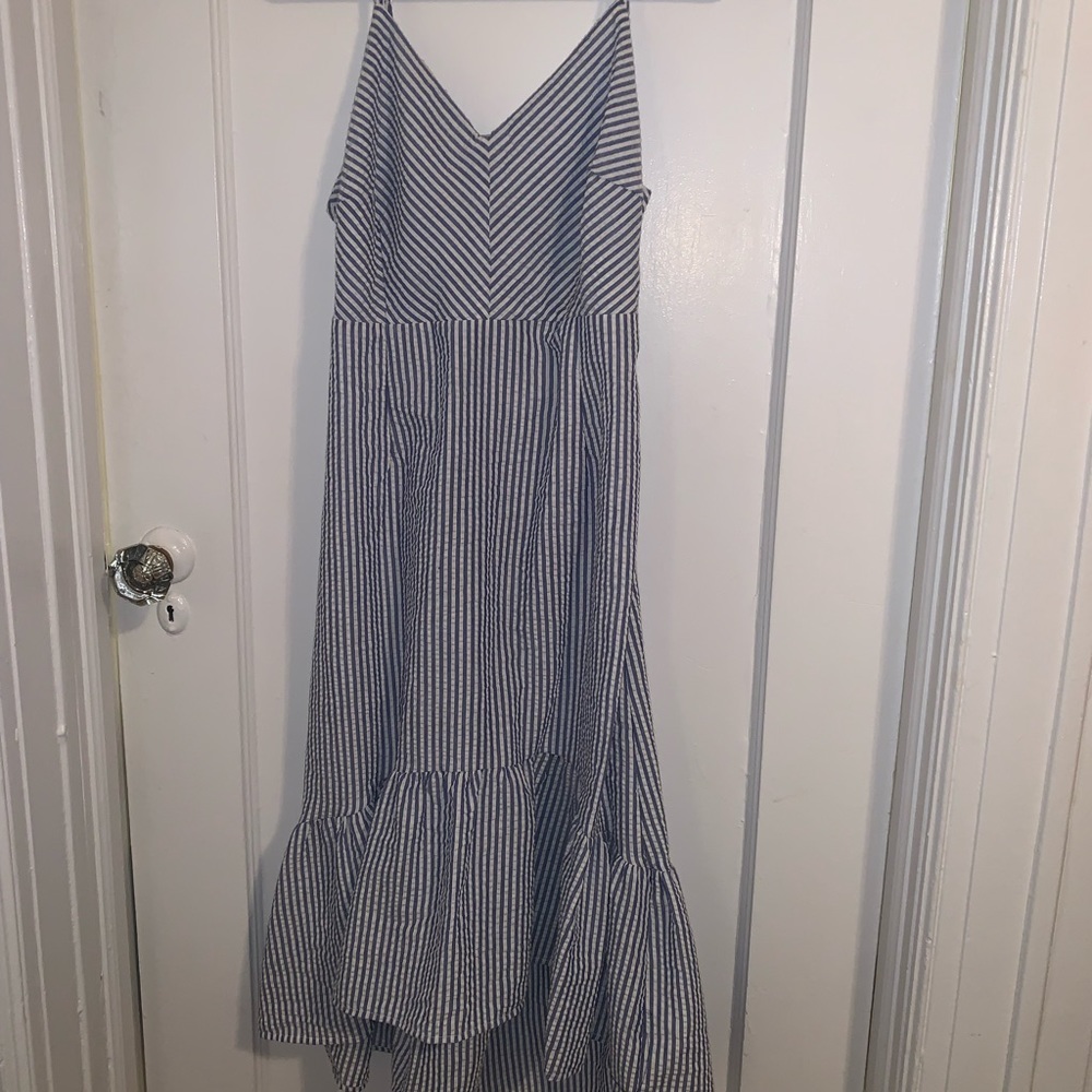 Blue and white dress